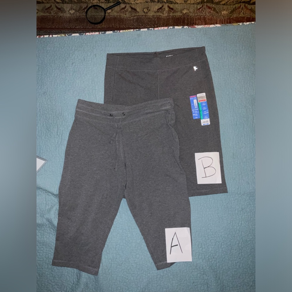 Gray joggers, gray Capri joggers, athletic gear, Tek gear, gym pants, activewear